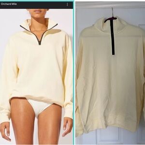 NWT Solid / Striped quarter zip light yellow, size XL